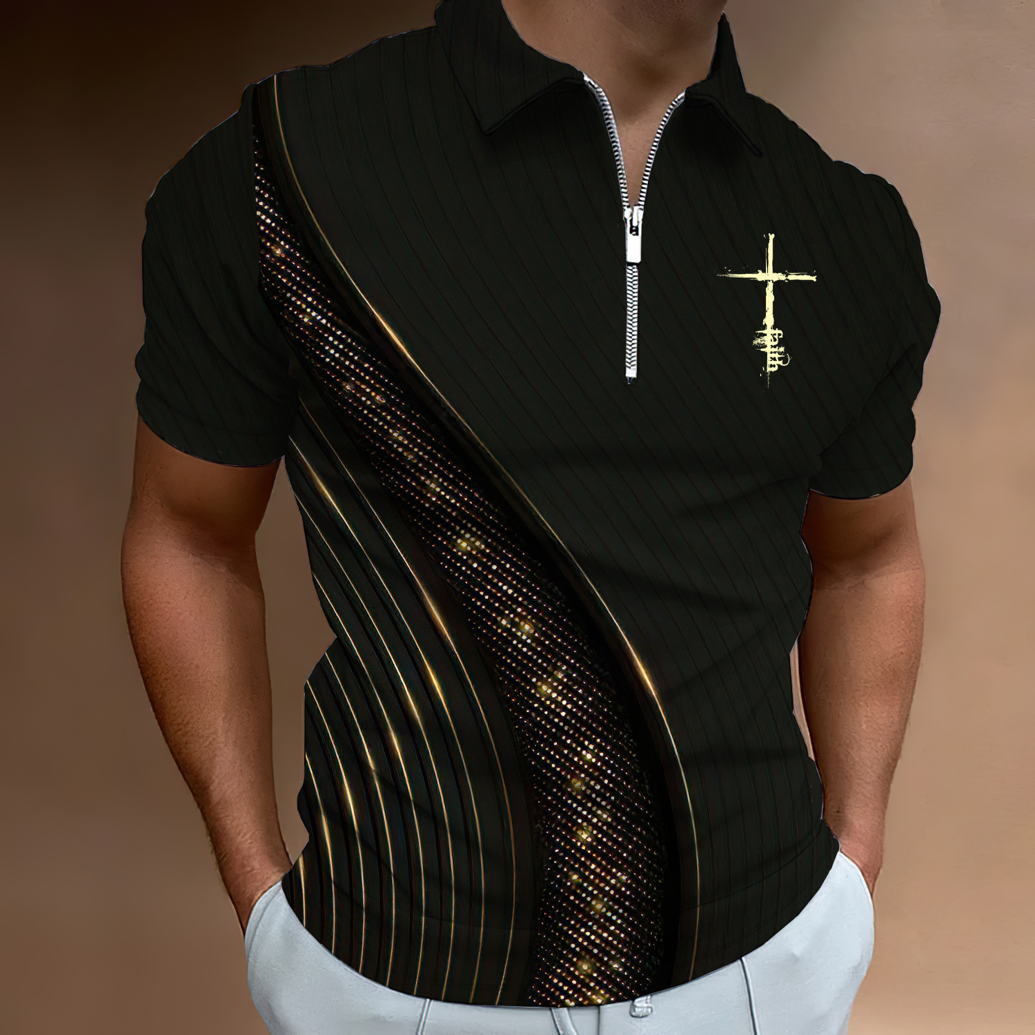 Men's Golf Casual Jesus Graphic Short Sleeve Polo Shirt