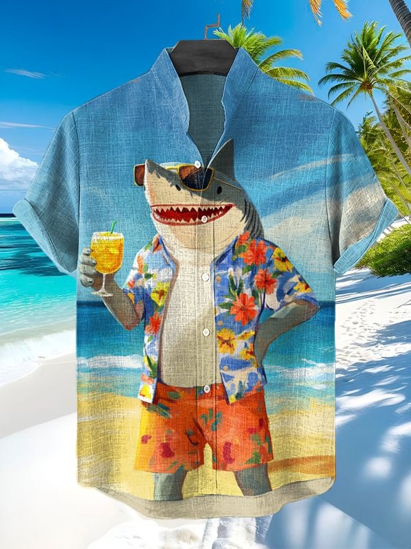 Men's Hawaiian Fun Animal Print Short Sleeve Shirt