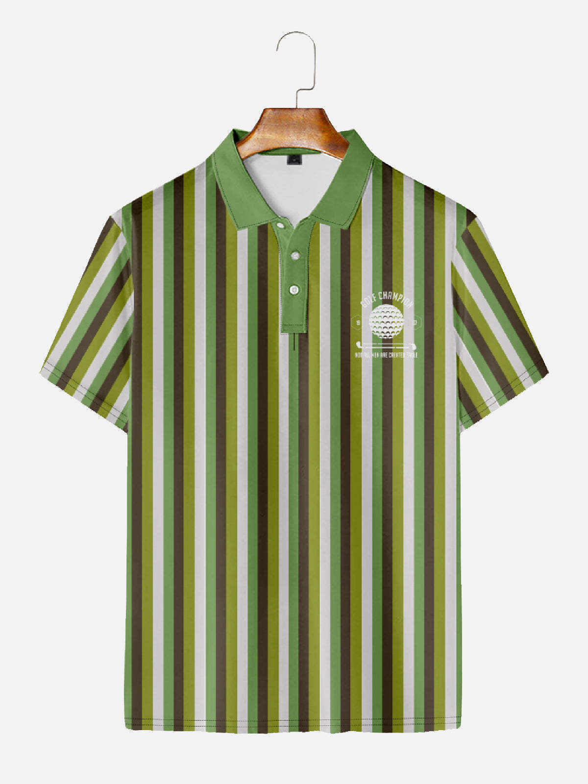 Men's Green Stripey Short Sleeve Polo Shirt