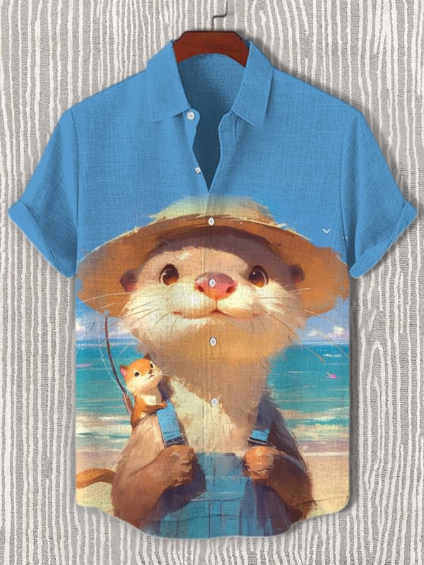 Men's Hawaiian Fun Animal Print Short Sleeve Shirt