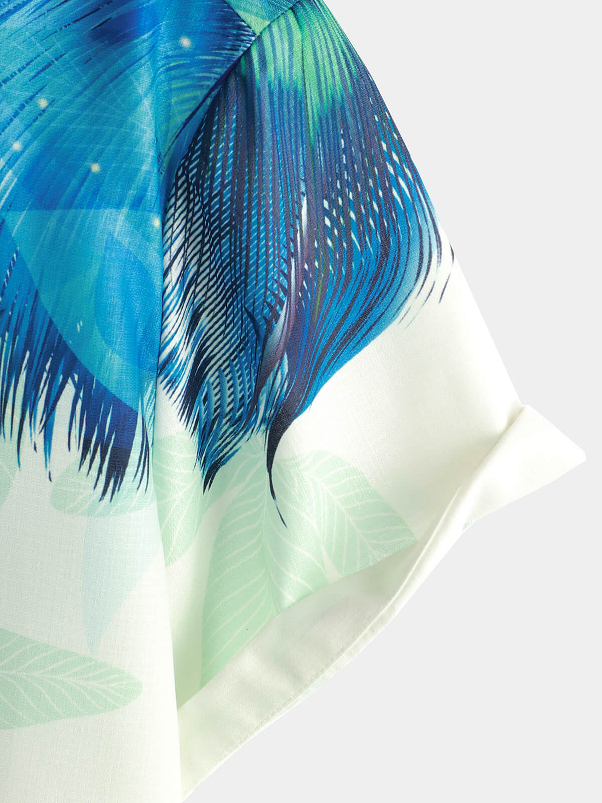 Men's Casual Gradient Feather Print Lapel Short Sleeve Shirt
