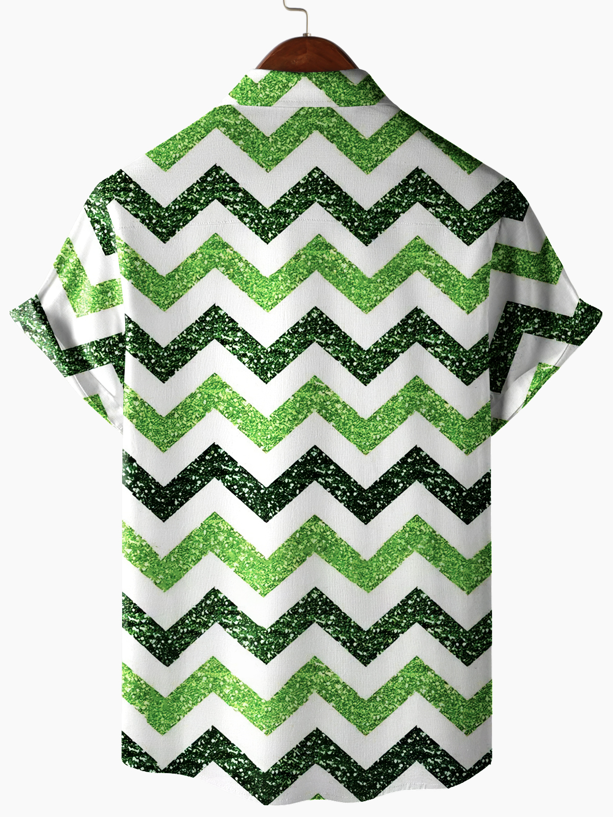 Men's Wave Line Clover Love Trick Holiday Printed Pocket Shirt