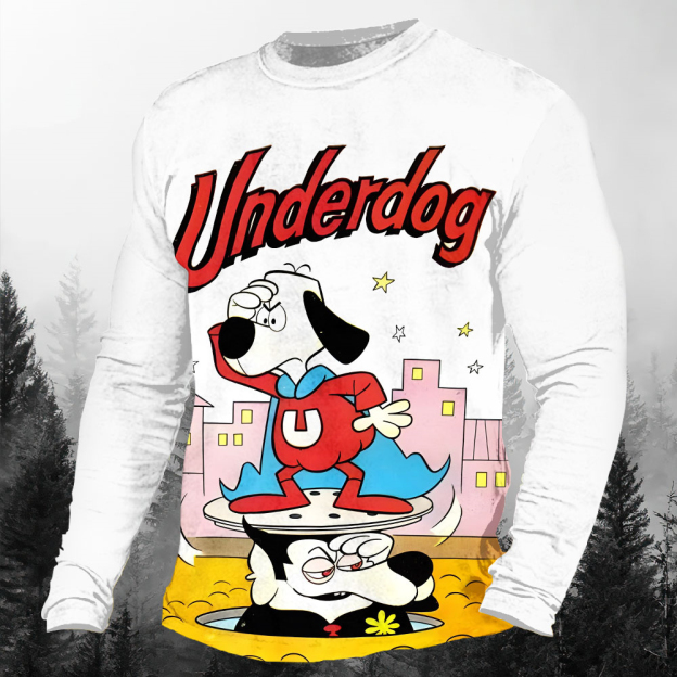 Men's Casual Cartoon Graphic Long Sleeve T-Shirt