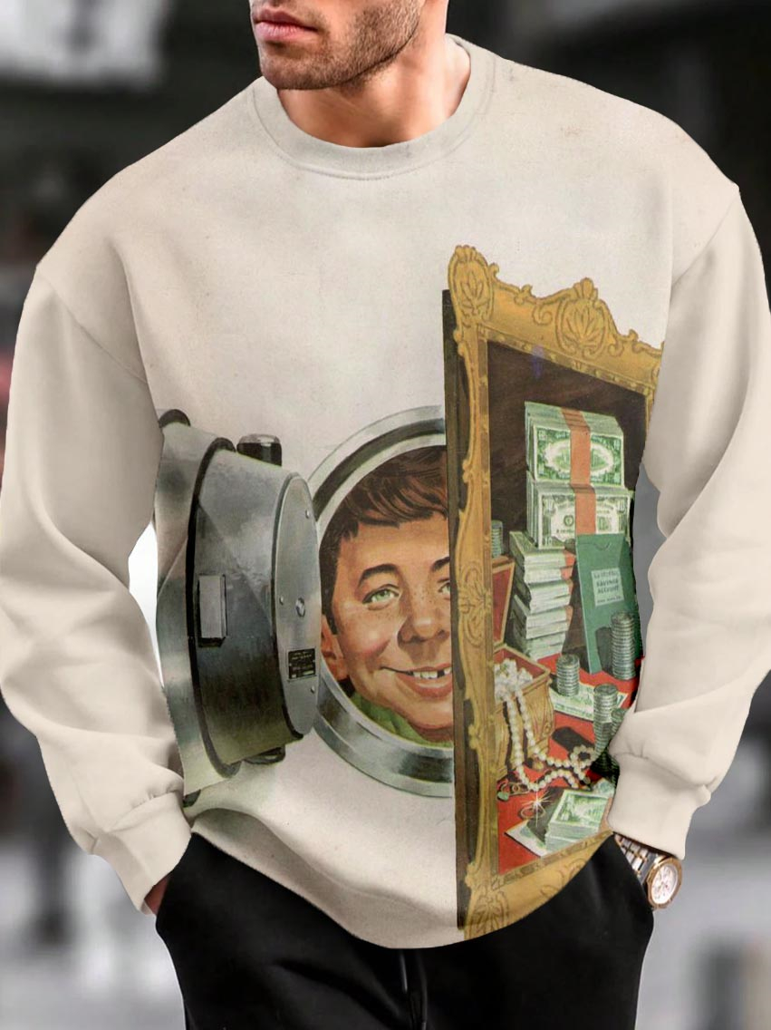 Men's Casual Classic Cartoon Pattern Long Sleeve Sweater