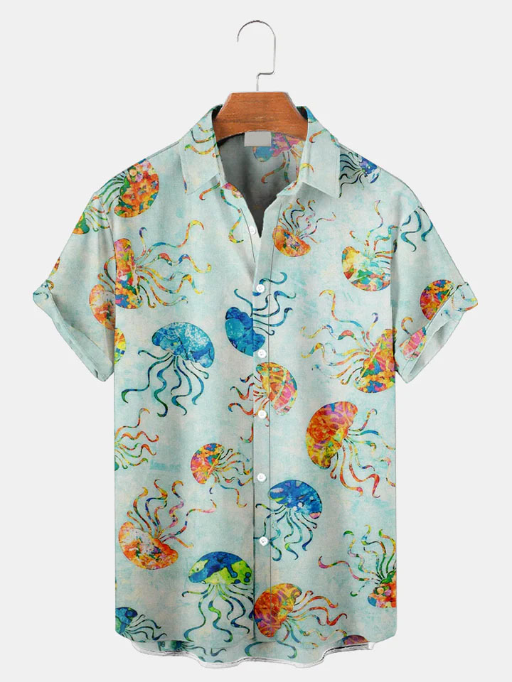 Men's Short Refreshing elegant hawaii Sleeve Shirt