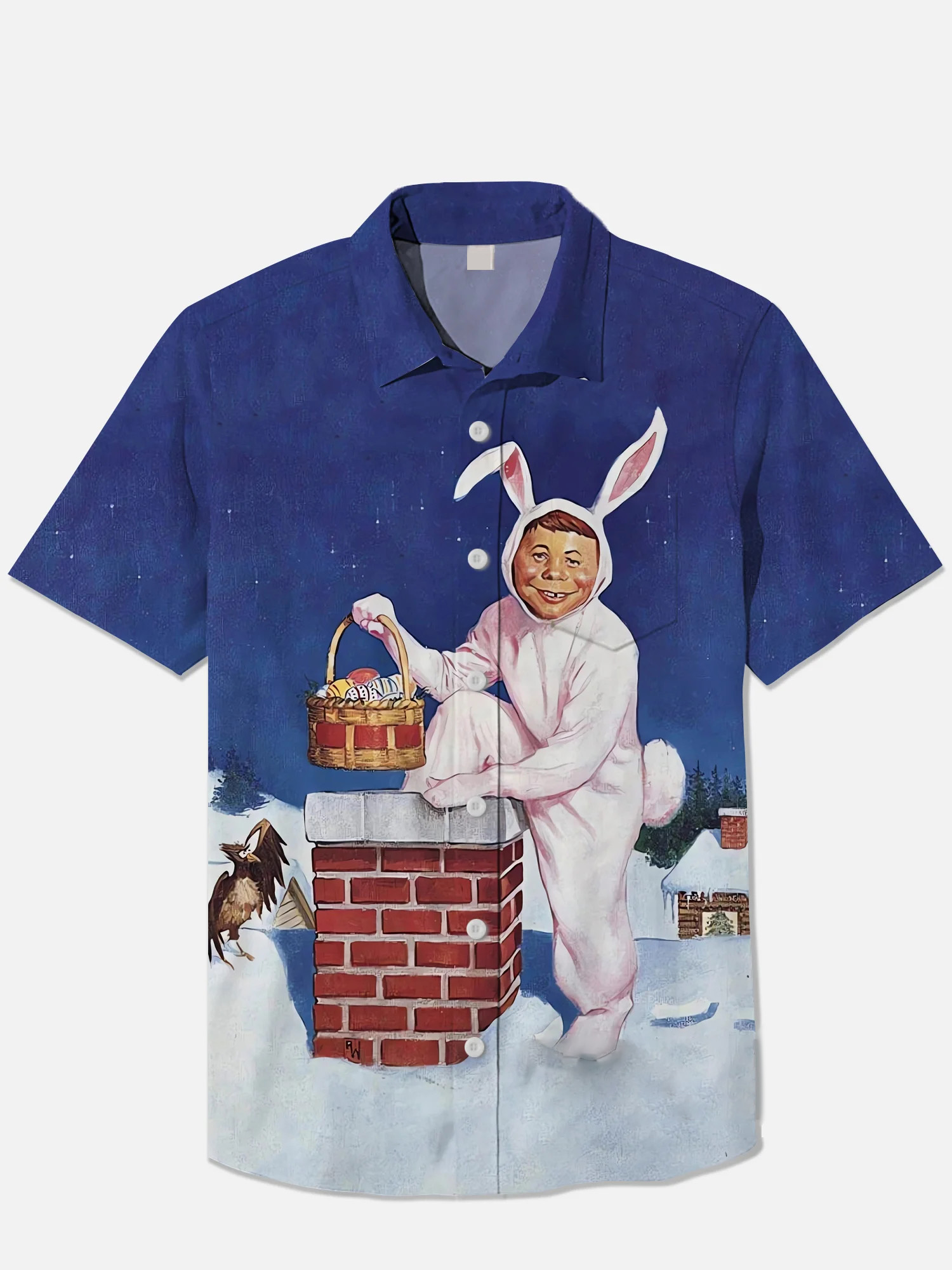 Men's Easter Print Short Sleeve Shirt