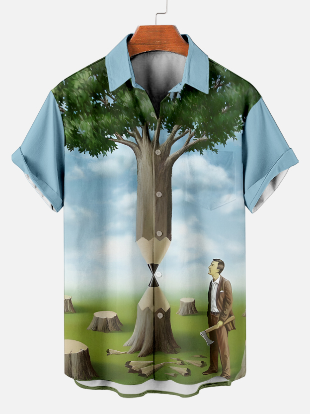 [Copy]Men's Vintage Witch Oil Painting Art Halloween Short Sleeve Shirt