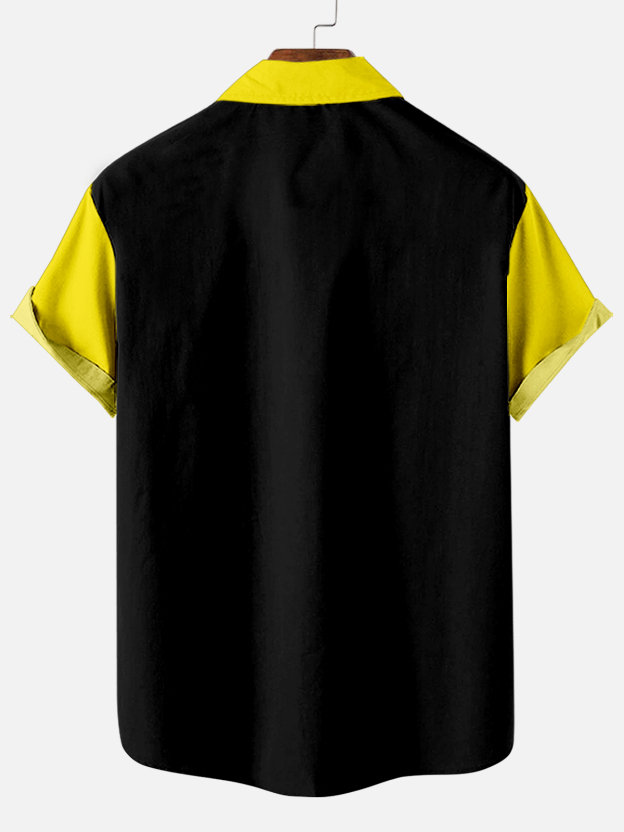 Men's Fun Slogan Graphic Contrast Short Sleeve Shirt
