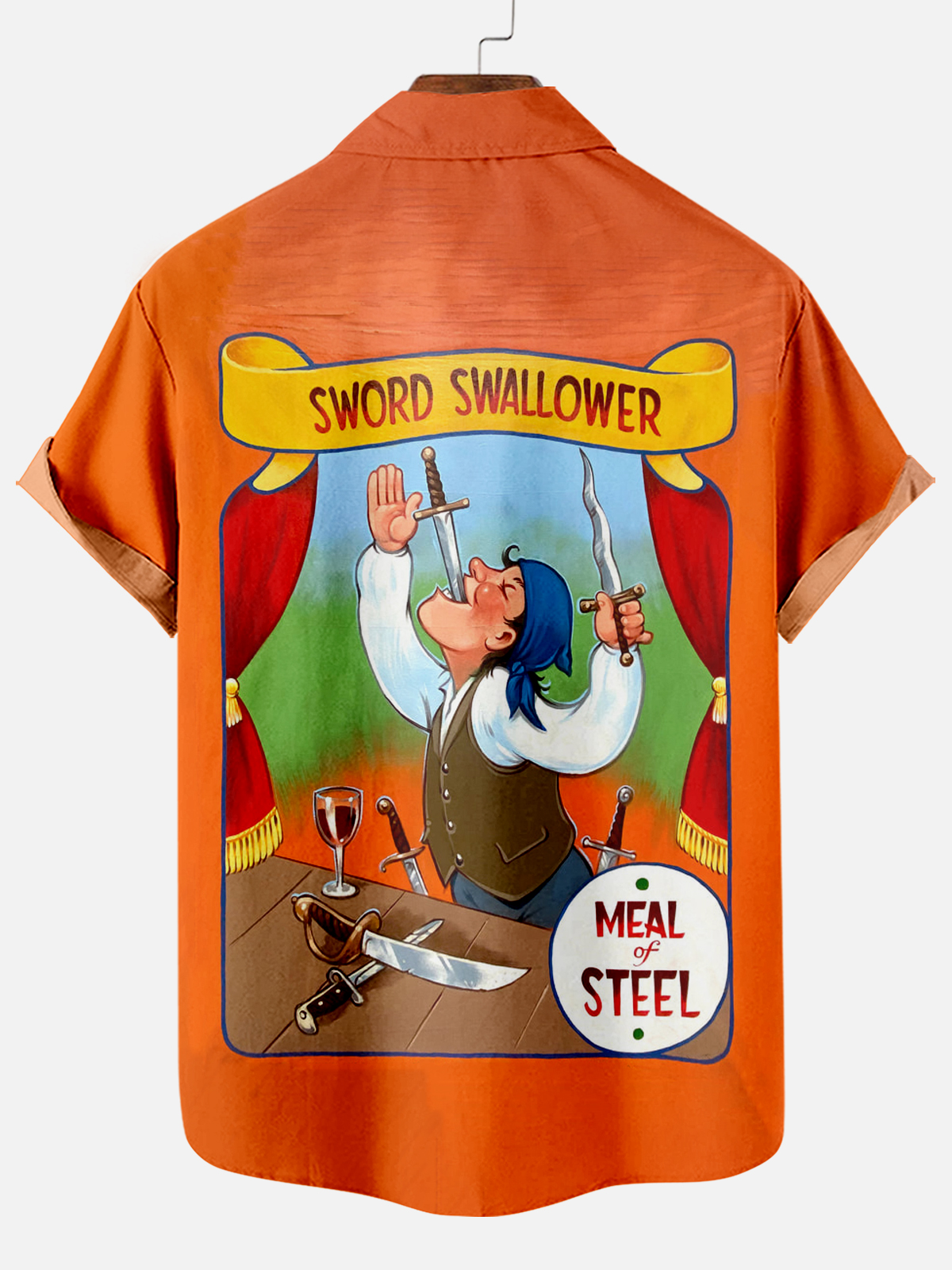 Men's Vintage Circus Pattern Casual Short Sleeve Shirt