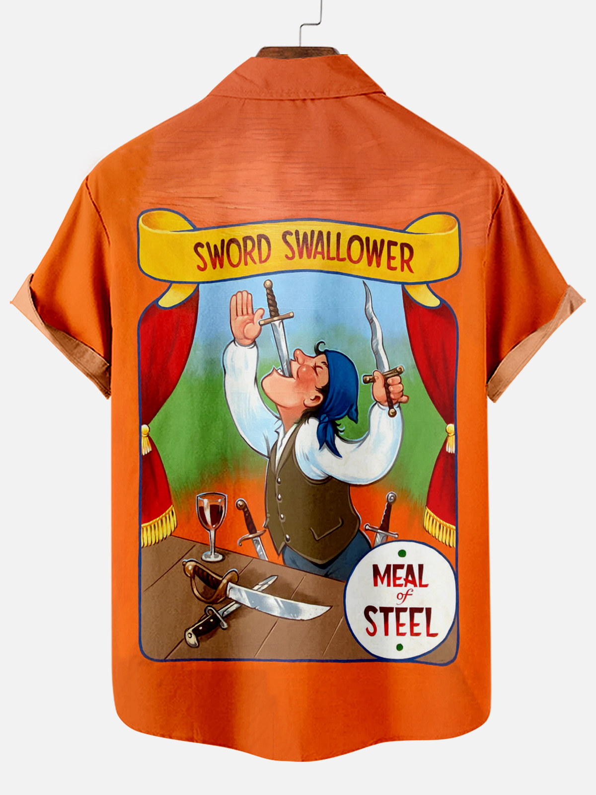 Men's Vintage Circus Pattern Casual Short Sleeve Shirt