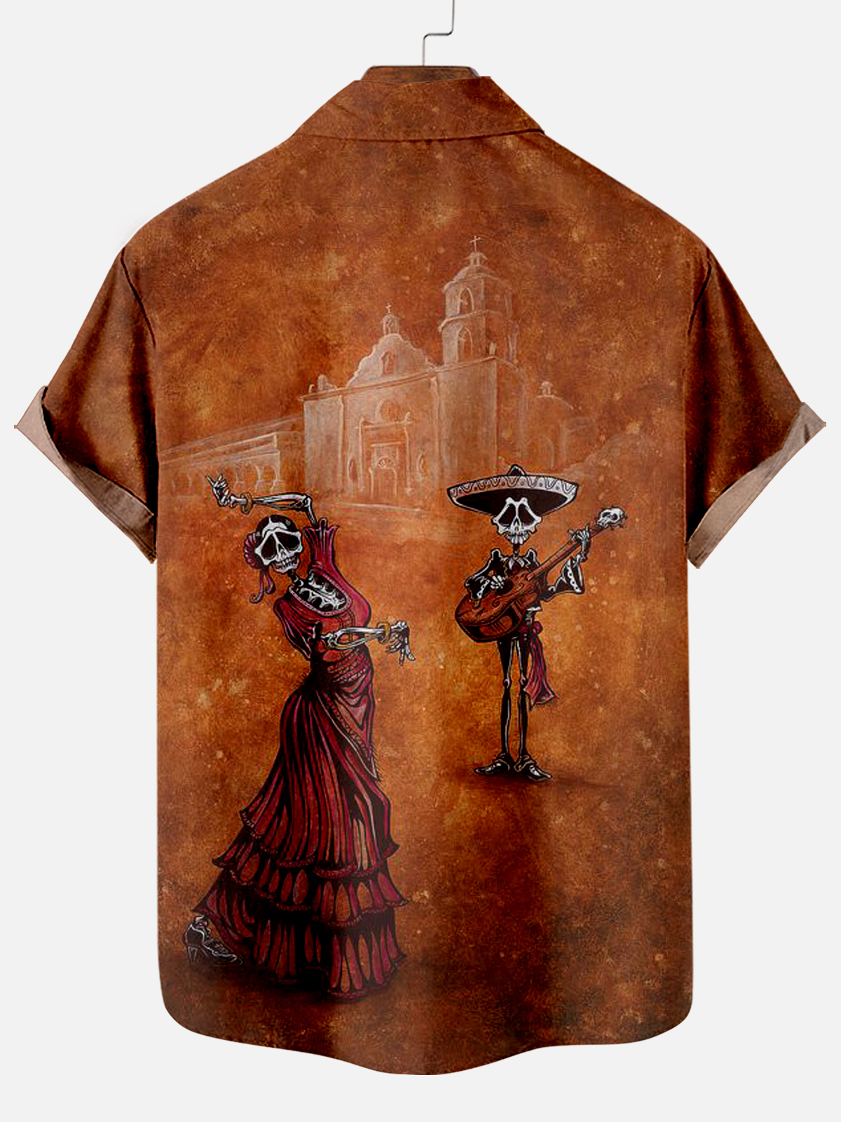 Men's Classic Day of the Dead Skull Graphic Short Sleeve Shirt