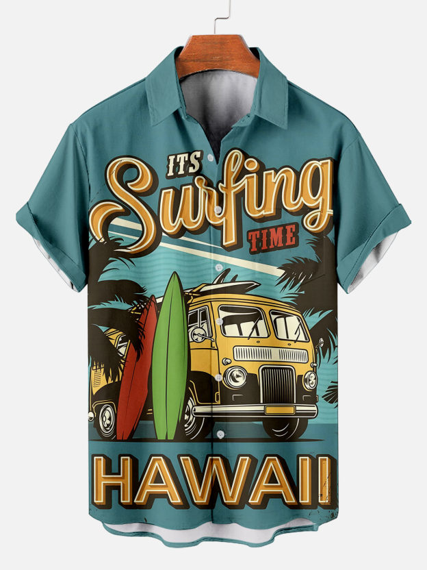 Men's Hawaiian Illustrated Short Sleeve Shirt