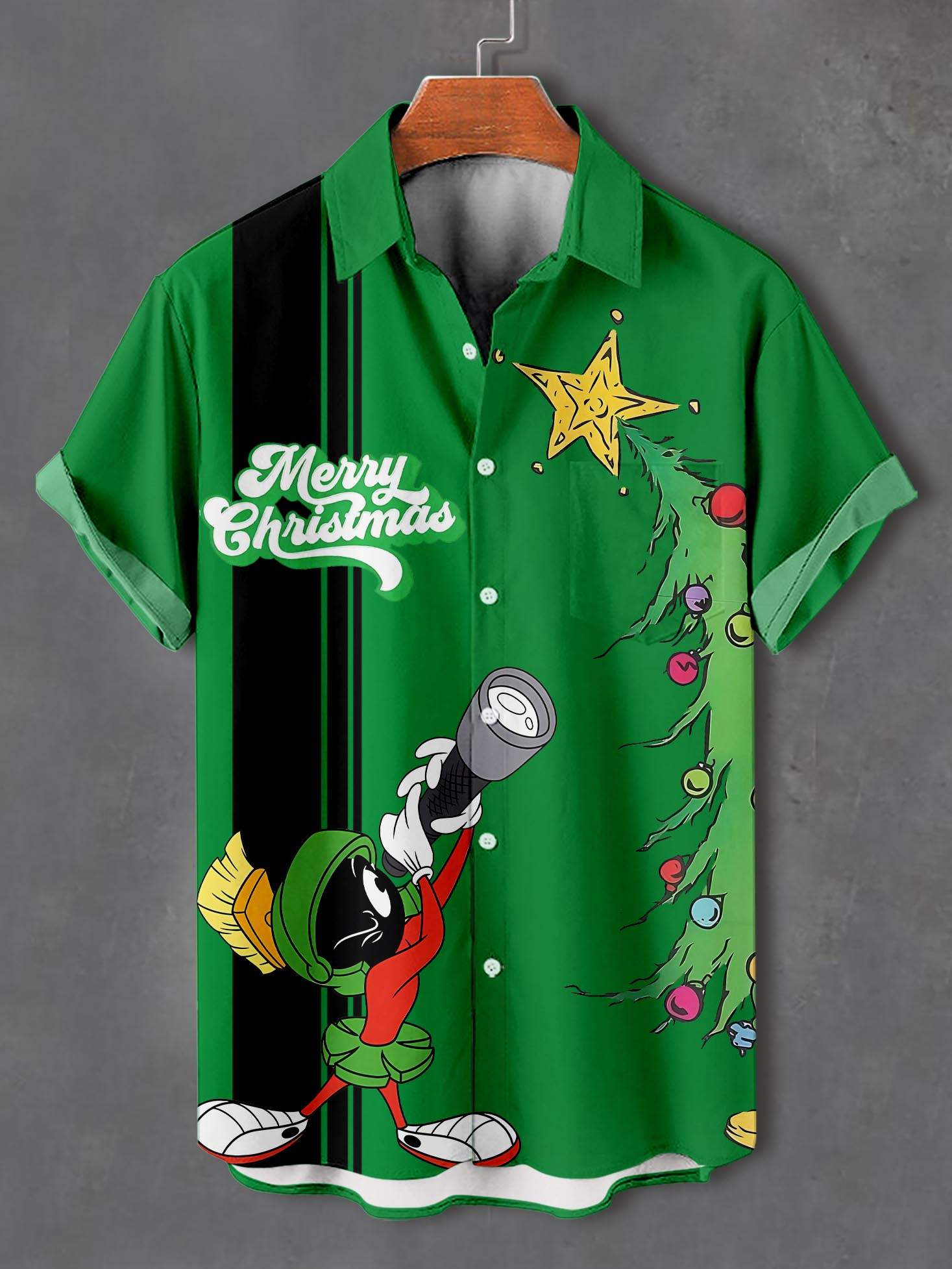 Men's Christmas Cartoon Graphic Short Sleeve Shirt