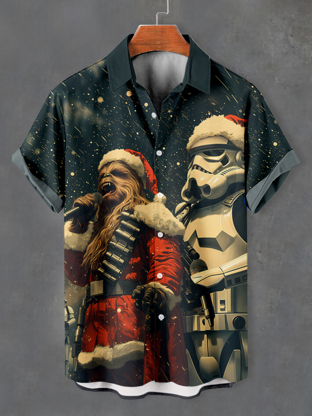 Men's Classic Movie Christmas Graphic Short Sleeve Shirt