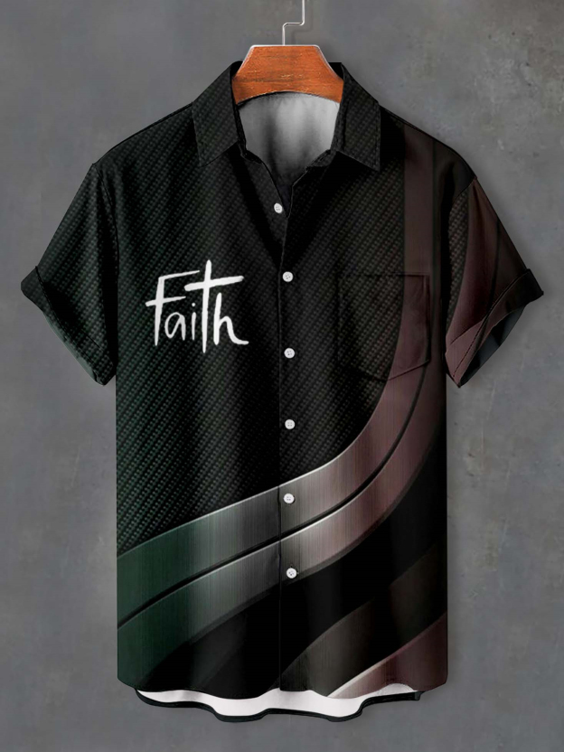 Men's faith-themed short-sleeved shirt