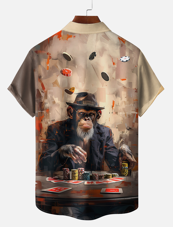 Retro Fashion Animal Print Short Sleeve Shirt