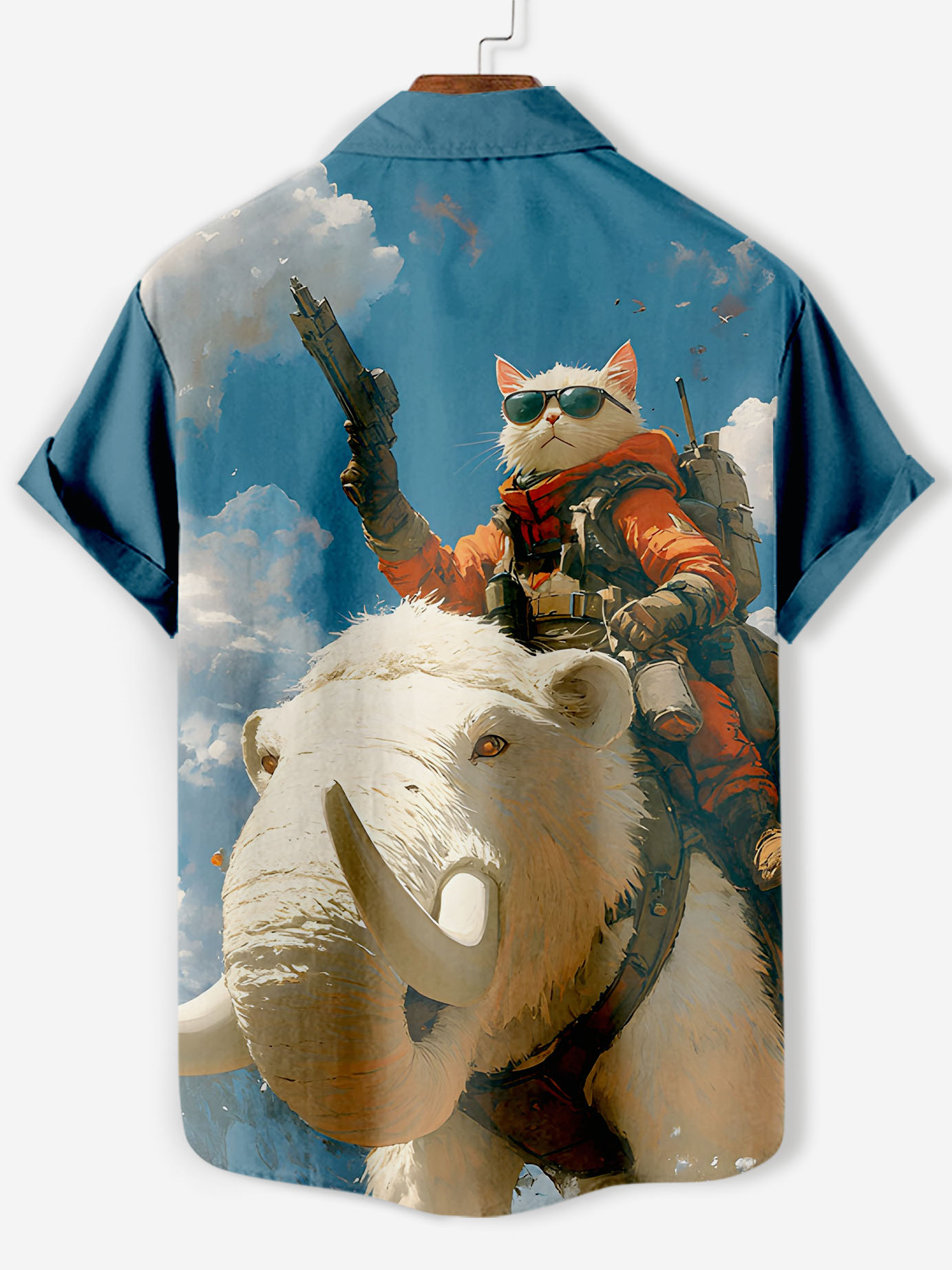 Men's Retro Cartoon Anime Cat Theme Short Sleeve Shirt