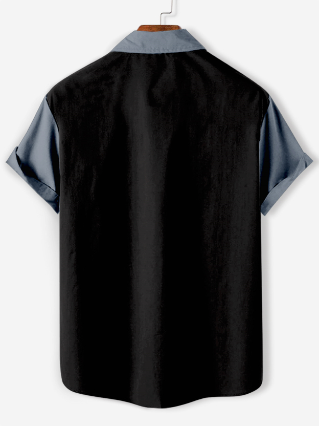 Men's cartoon racing stripe element short-sleeved shirt