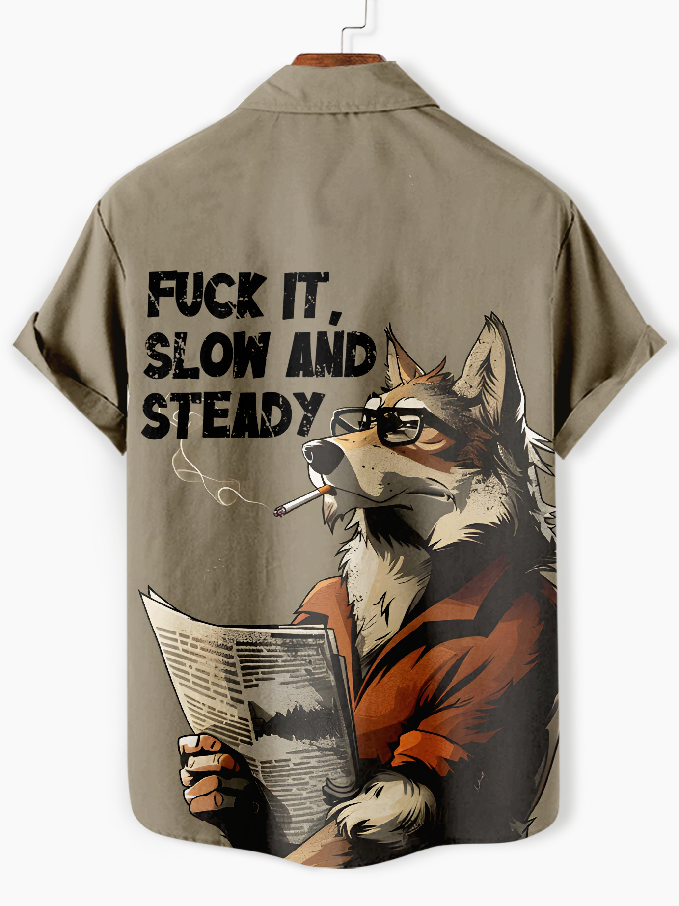 Men's funny cartoon animal slogan graphic short sleeve shirt