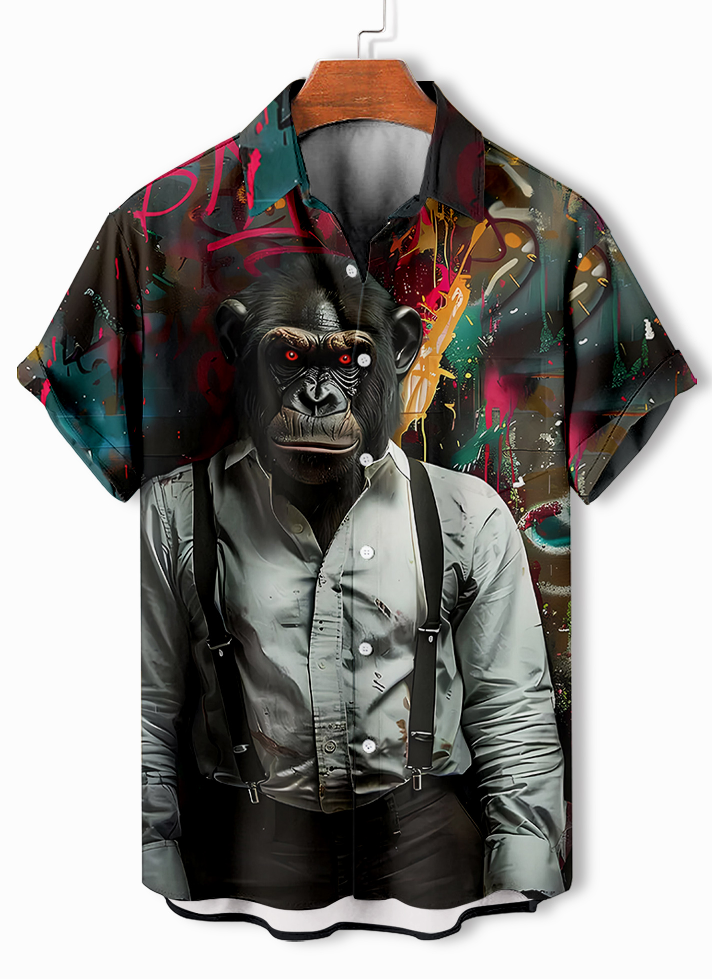 Men's Retro Fun Animal Orangutan Graphic Short Sleeve Shirt