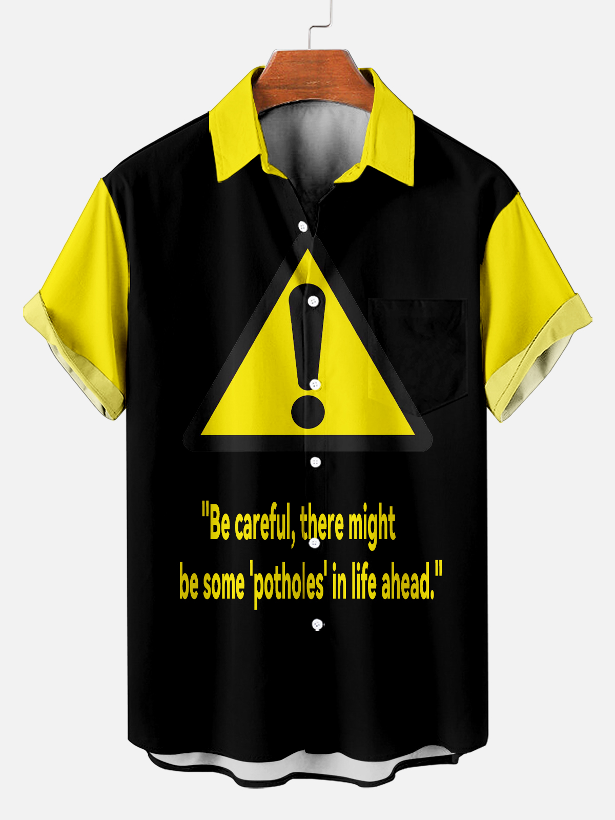 Men's Fun Slogan Graphic Contrast Short Sleeve Shirt