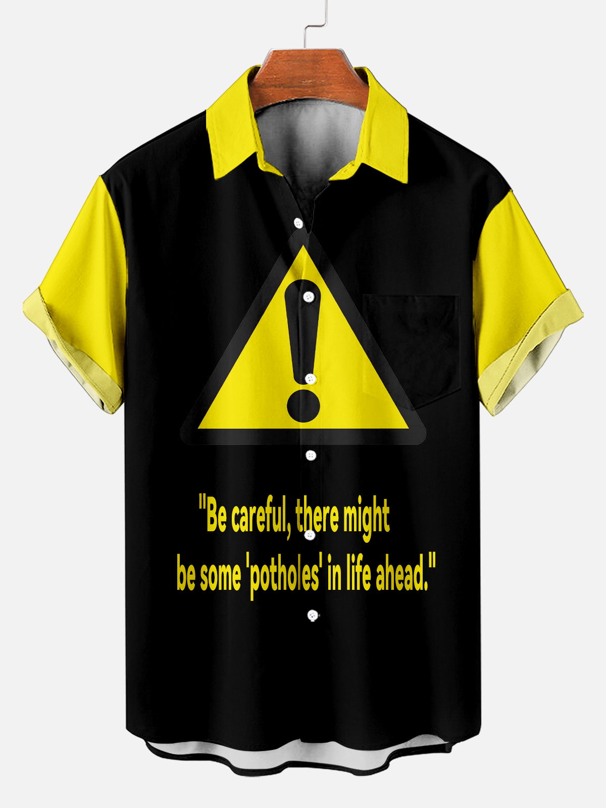 Men's Fun Slogan Graphic Contrast Short Sleeve Shirt