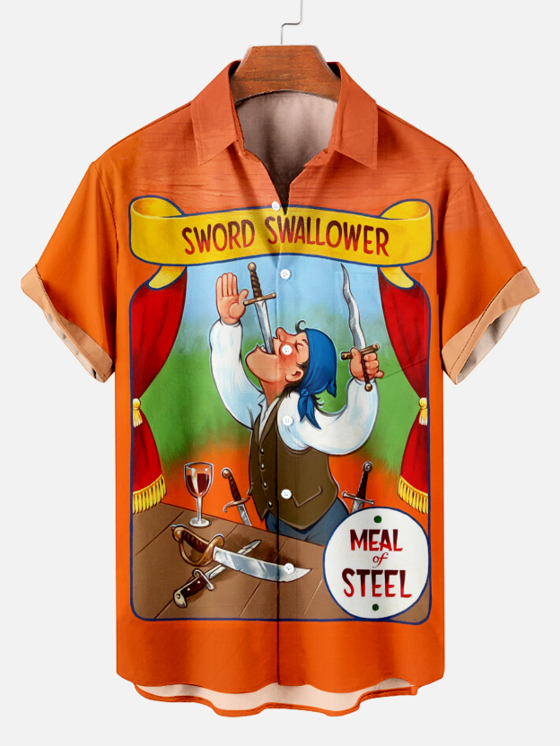 Men's Hawaiian Fun Little Yellow Duck Holiday Casual Short Sleeve Shir