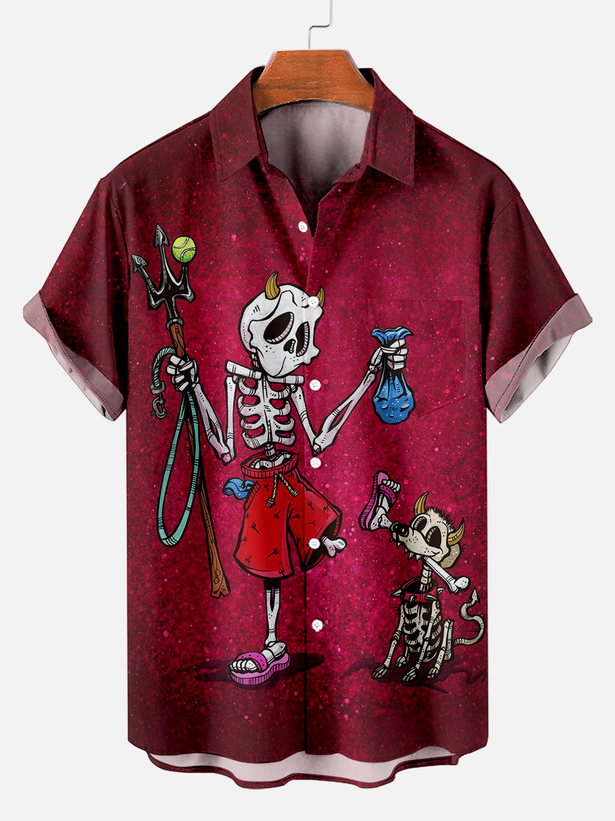 Men's Classic Day of the Dead Skull Graphic Short Sleeve Shirt