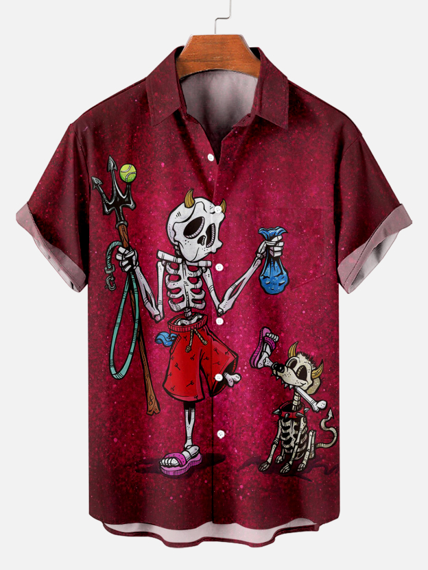 Men's Hawaiian Fun Little Yellow Duck Holiday Casual Short Sleeve Shir