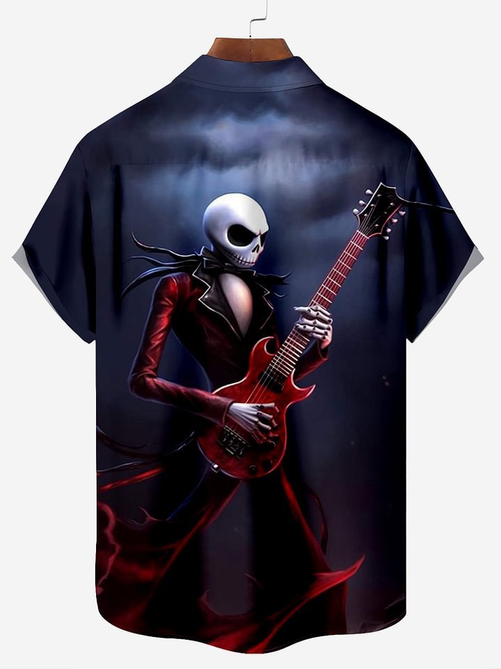 Metal Rock Star Pattern Chest Pocket Shirt