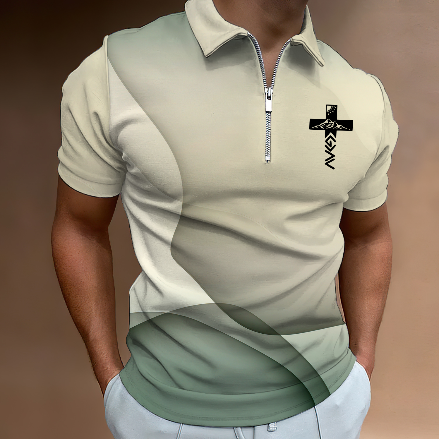 Men's Golf Casual Jesus Graphic Short Sleeve Polo Shirt