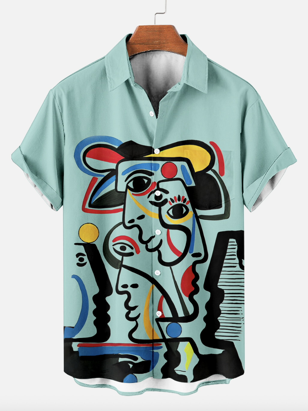 Reggae music skull pattern vacation casual short sleeved shirt
