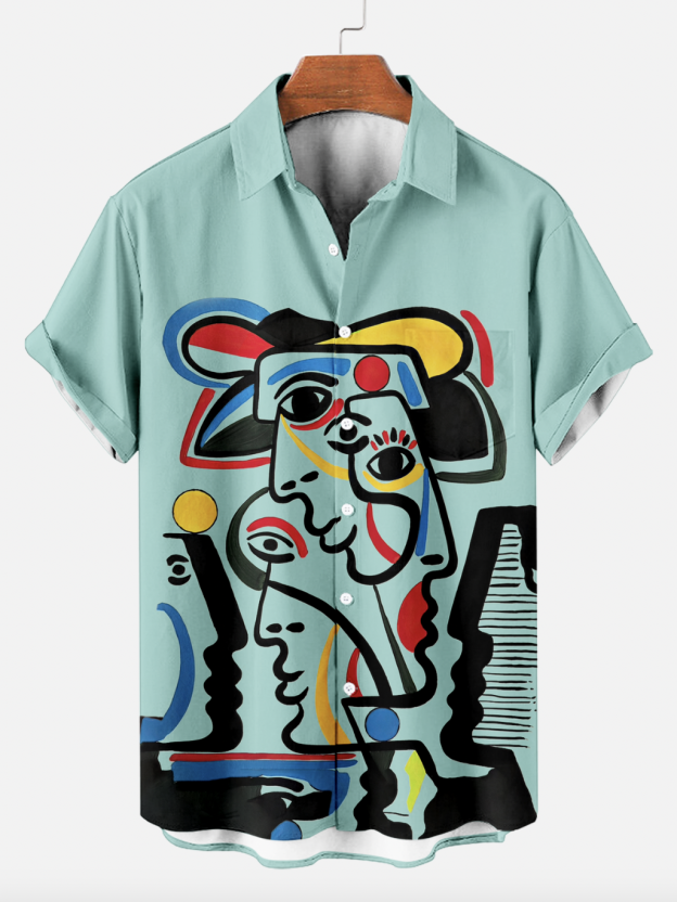 Reggae music skull pattern vacation casual short sleeved shirt