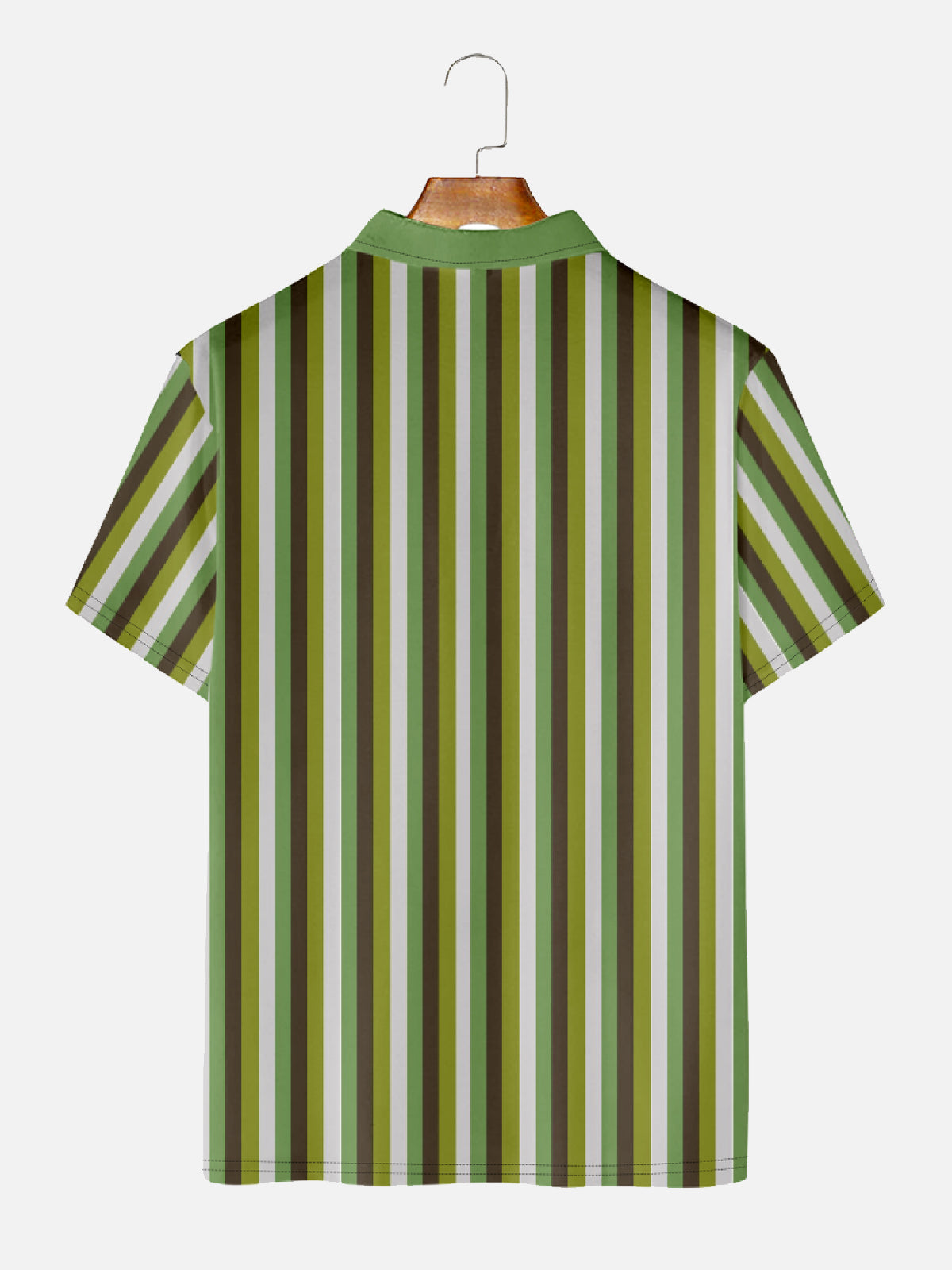 Men's Green Stripey Short Sleeve Polo Shirt