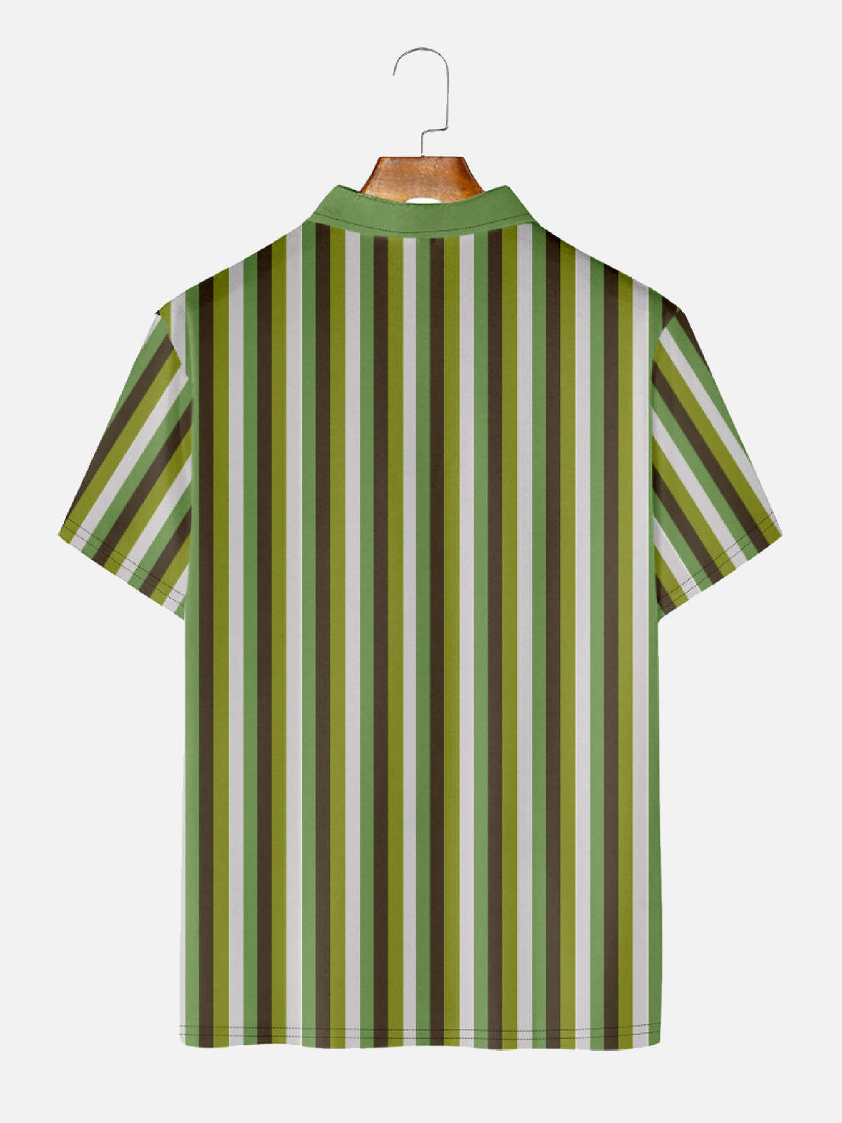 Men's Green Stripey Short Sleeve Polo Shirt