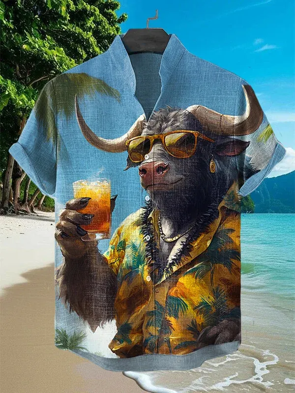 Men's Retro Brave Tom and Jerry Cartoon Graphic Short Sleeve Shirt