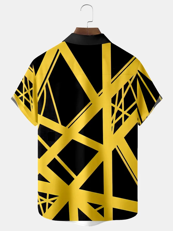 Men's Art Stripe Casual Lapel Short Sleeve Shirt