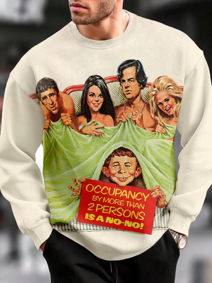 Men's Casual Classic Cartoon Pattern Long Sleeve Sweater