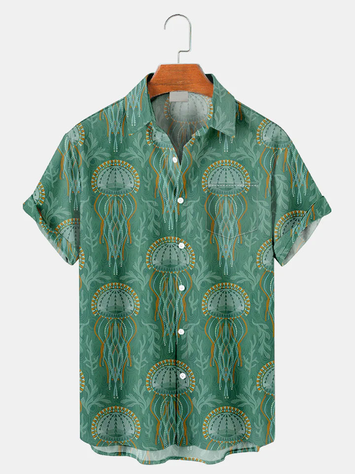 Men's Short Refreshing elegant hawaii Sleeve Shirt