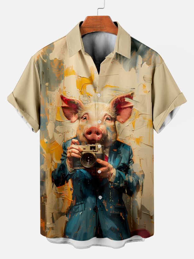 animal graphic short sleeve shirt