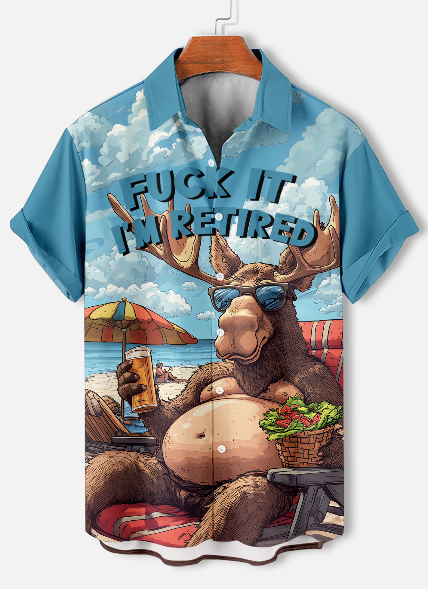 Men's funny cartoon animal slogan graphic short sleeve shirt