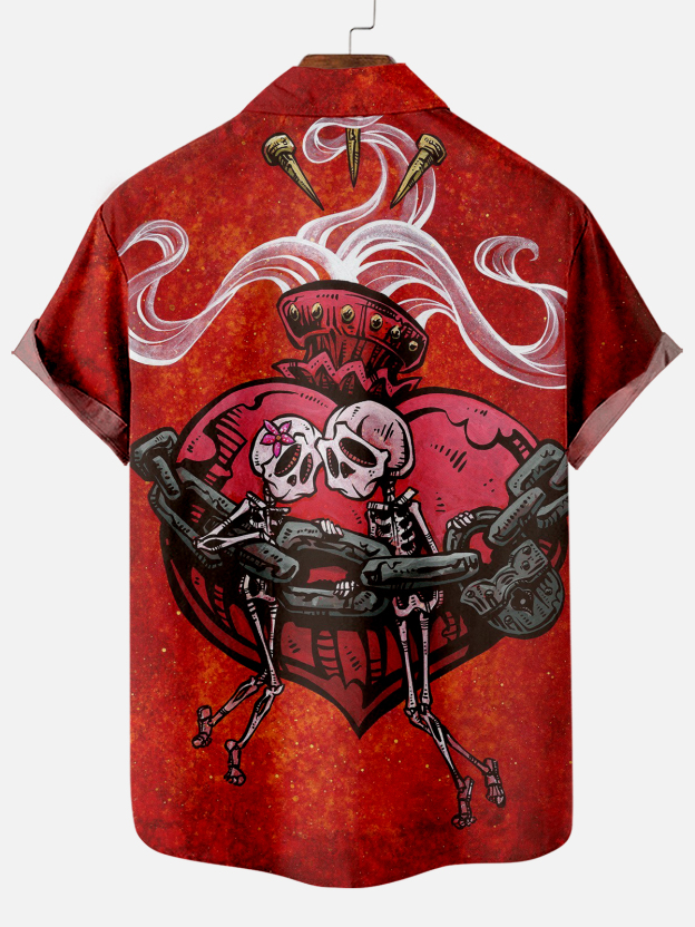 Men's Classic Day of the Dead Skull Graphic Short Sleeve Shirt