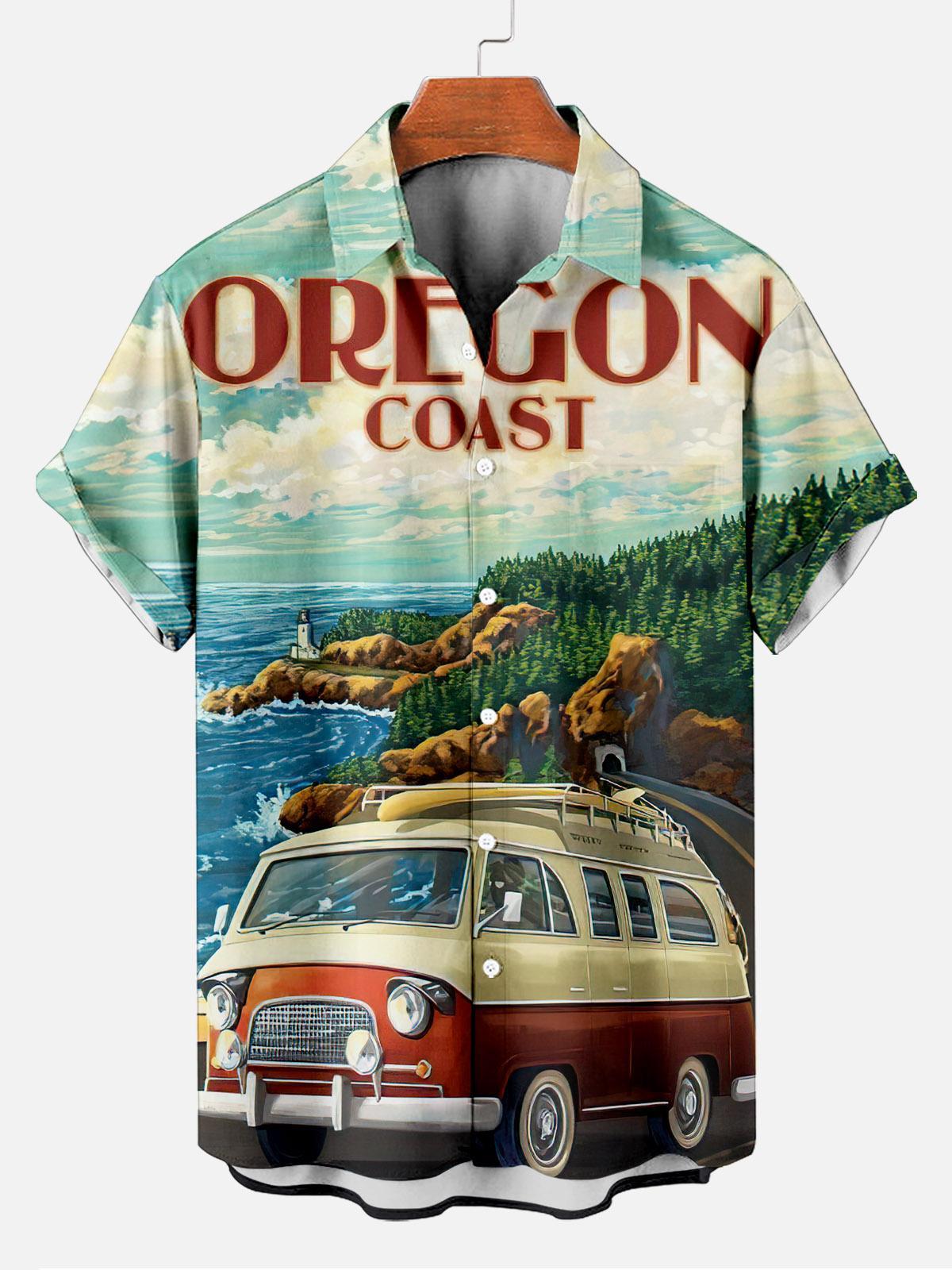 Reggae music skull pattern vacation casual short sleeved shirt