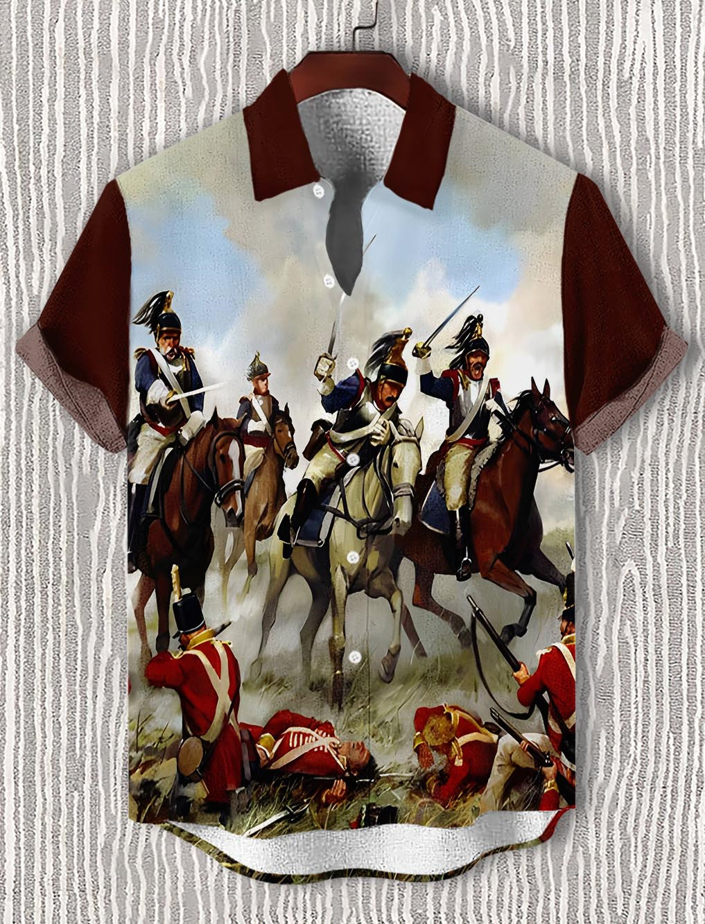 Men's retro illustration short sleeve shirt