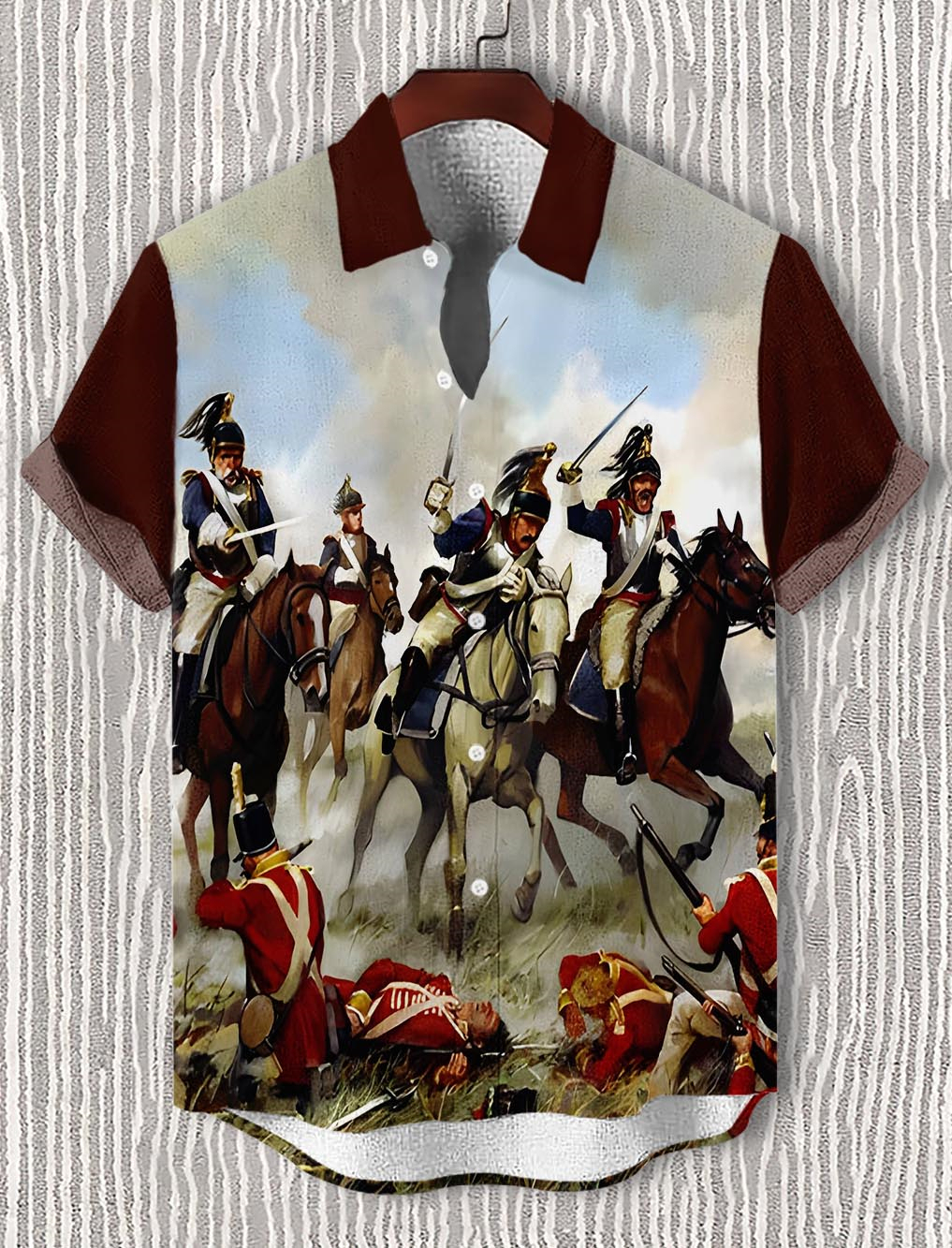 Men's retro illustration short sleeve shirt