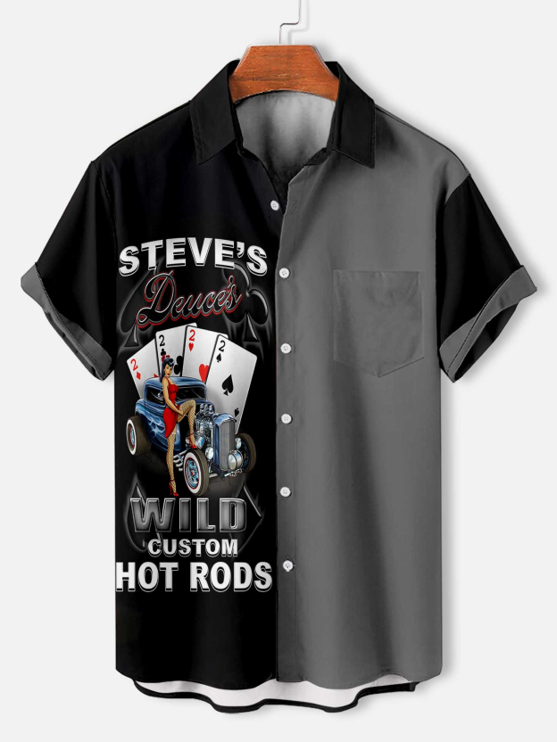 Men's Cartoon Car Graphic Short Sleeve Shirt