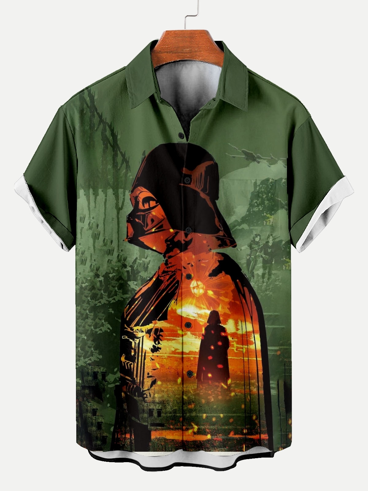 Reggae music skull pattern vacation casual short sleeved shirt