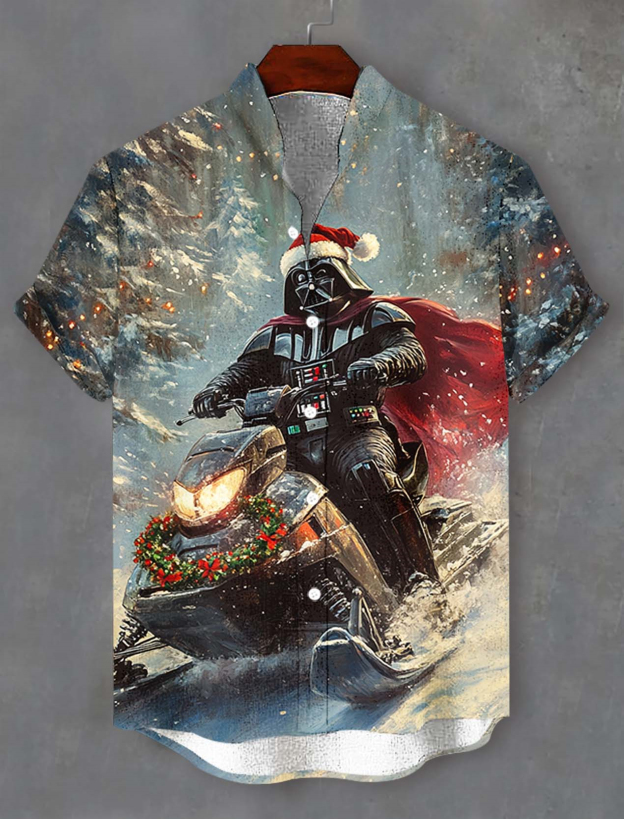 Men's Classic Movie Christmas Graphic Short Sleeve Shirt
