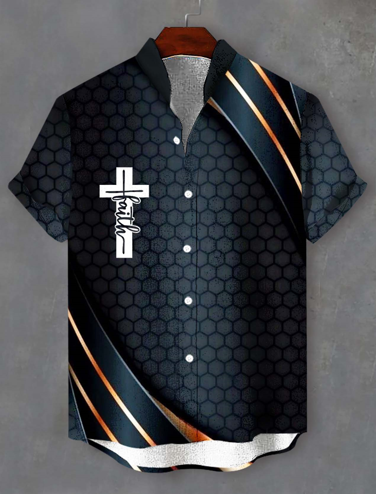 Men's faith-themed short-sleeved shirt