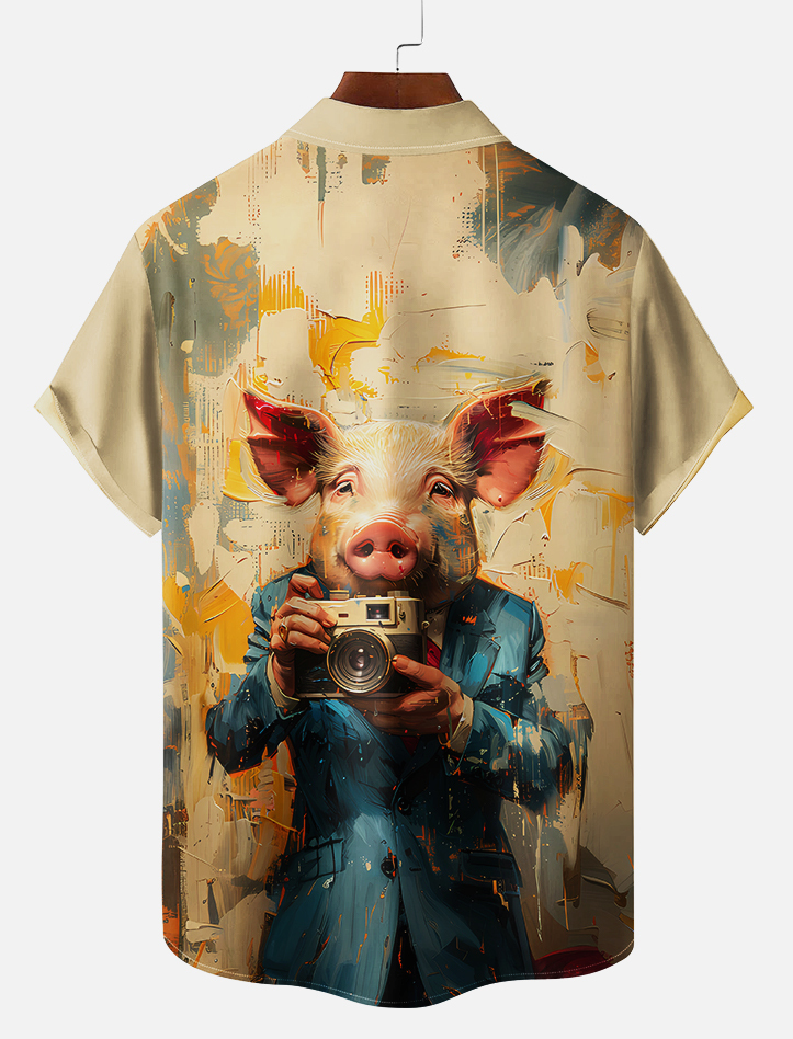 animal graphic short sleeve shirt